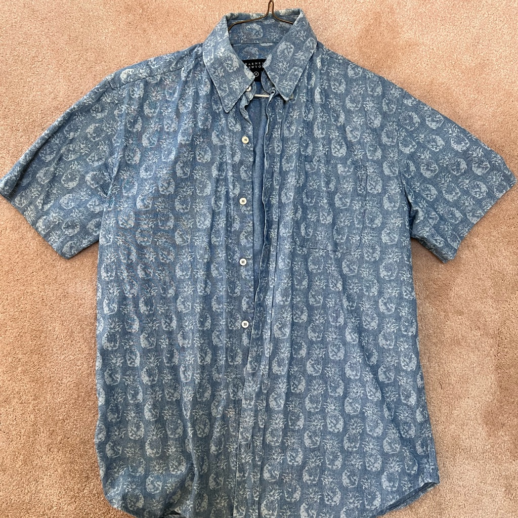 Barneys New York Blue Casual Button Down Shirt